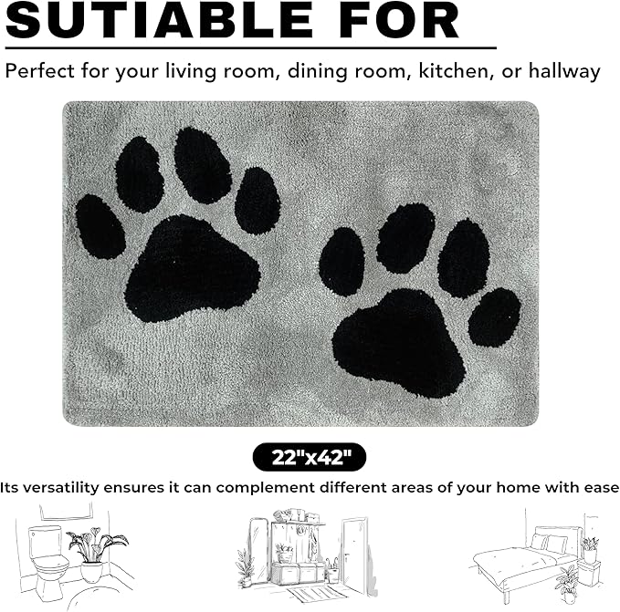 Super Absorbent Dog Bath Mat – Non-Slip Quick Dry Pet Mat for Dogs & Cats, Soft Microfiber Towel Rug for Bathroom, Grooming, Entryway – Machine Washable, 36"x24"