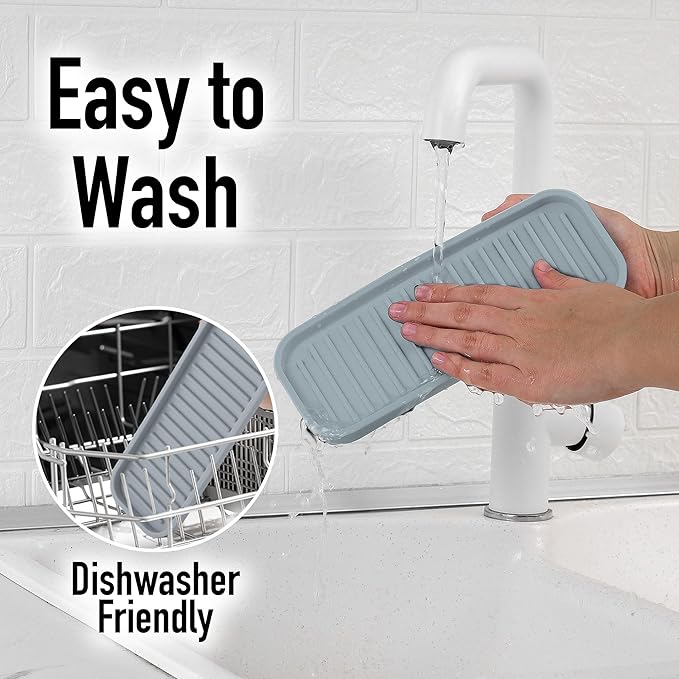 Zulay Kitchen (9x3.5) Silicone Sponge Holder for Kitchen Sink - Flexible Multipurpose Soap Tray - Sink Organizer for Kitchen, Bathroom, Makeup, Trinkets & More (Gray)