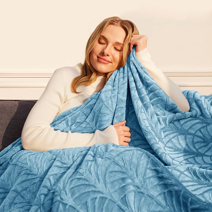 Whale Flotilla Flannel Fleece Twin Size Blanket for Bed, Soft Fluffy Velvet Bedspread Coverlet with Decorative Vintage Pattern for All Season, Warm and Lightweight, 60x80 Inch, Stone Blue
