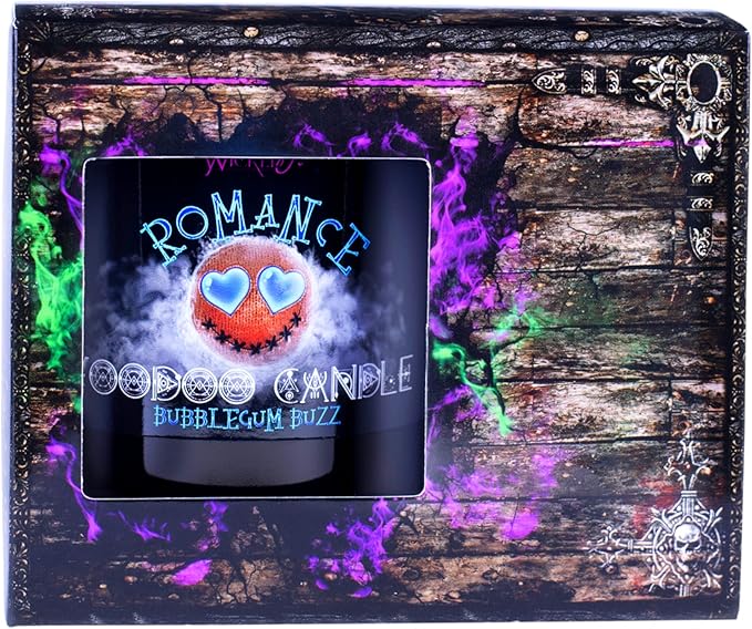 Naturally Wicked Voodoo Romance Candle Set - Inc. Voodoo Doll, Crystal, Wood Wick, Bubblegum Buzz Scent & Gift Box