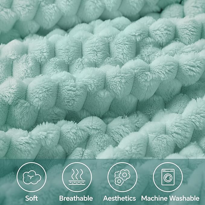 BEDELITE Jacquard Blanket - 3D Fleece Decorative Haze Blue Throw Blanket, Super Soft and Cozy Warm Fuzzy Blanket All Seasons Suitable, 50x60Inches