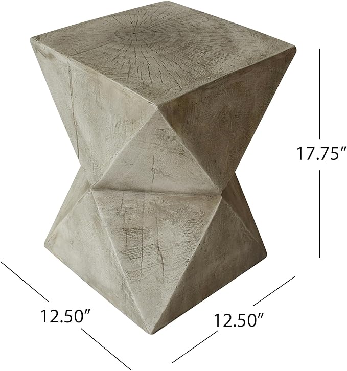 Christopher Knight Home Lux Outdoor Weight Concrete Side Table, Light Gray