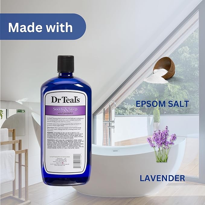 Dr. Teal's Lavender Foaming Bath 34 oz (Pack of 2) with Variety Junction Premium Bath and Shower Sponge, Soothing & Relaxing, Bubble Bath, Soaking Bath, Men's and Women's
