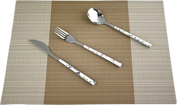 Vinyl Grey Florals Placemats Heat Resistant Dining Table Mats Non-Slip Washable Place Mats Set of 6