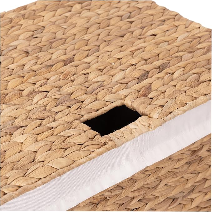 Seville Classics Premium Natural Handwoven Portable Laundry Bin Basket with Carrying Handles, Household Storage for Clothes, Linens, Sheets, Toys, Rattan, 3-Piece Hamper Set
