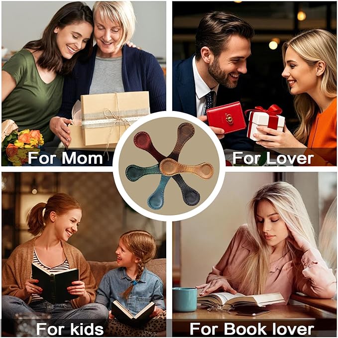 Magnetic Leather Bookmark with 26 Initial for Reading Women,Personalized Magnet Book Marks Gifts for Men,Book Lovers (Black, O)