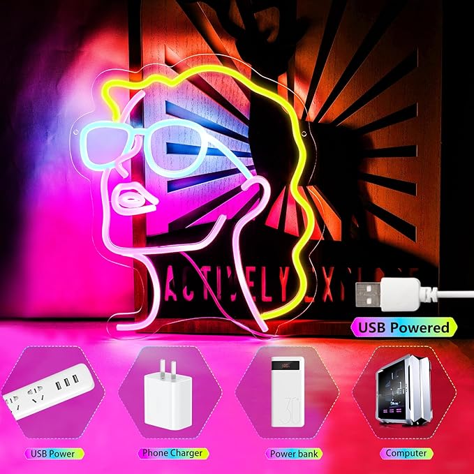 KHK Golden Hair Beauty, Neon Signs for Wall Decor Neon LED Signs Room Neon Light Up Signs Home Décor