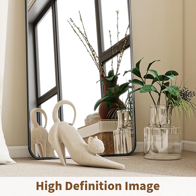 BEAUTYPEAK Black Full Length Mirror, 66"x23" Rounded Corner Floor Mirror Standing Hanging or Leaning Against Wall, Suitable for Dressing Room or Bedroom