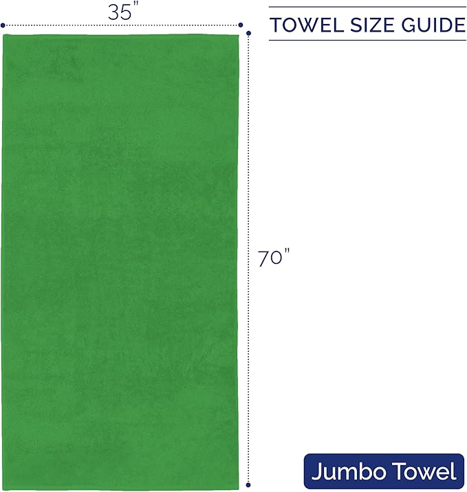 Elegant Comfort Premium Turkish Cotton 1 Piece Jumbo Bath Towel - 35 x 70 inch, Luxurious Hotel Spa Quality 100% Turkish Cotton Large Bath Towel - Highly Absorbent - Soft Bathroom Towel, Emerald Green