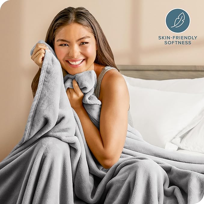 Bare Home Fleece Blanket - King Size - Ultra-Soft Lightweight for Bed, Sofa, and Couch - Luxury Microplush - Cozy Warm Blanket (King, Light Grey)
