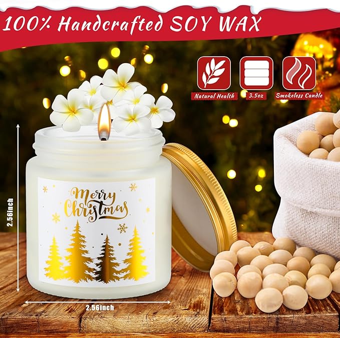 MTLEE 10 Pcs Christmas Candle Gift Set Scented 10 Fragrances Aromatherapy Candle Gift Set for Women Christmas Holiday Presents(Golden Lid)