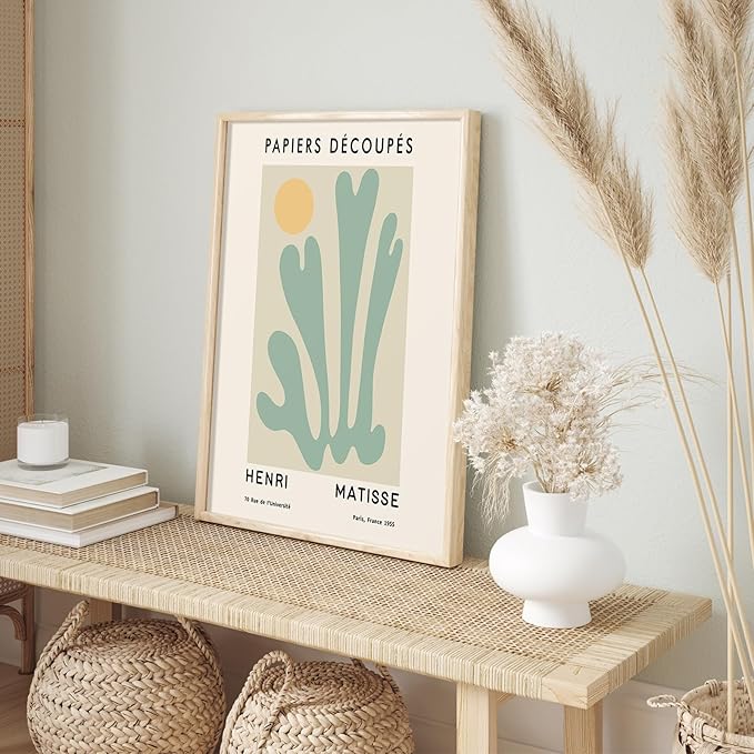 Habseligkeit Sage Green Wall Art Prints, Abstract Matisse Wall Art Exhibition Posters, Vintage Wall Art Prints, Retro Room Decor for Girl's Bedroom 11x14 inch, Unframed