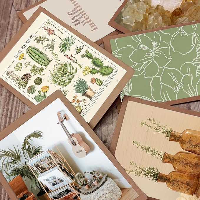 KOSKIMER Boho Wall Collage Kit Aesthetic Pictures, 50 Set 4x6 Inch, Earthy Room Decor Aesthetic, Saga Green Photo Collage Kit, Boho Posters for Teen Girl Dorm Bedroom, Trendy Collage Wall Decor