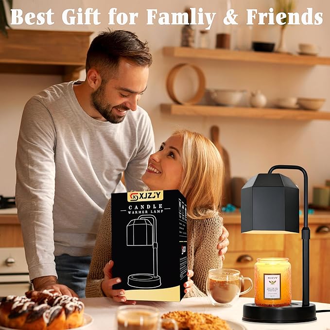 Candle Warmer Lamp with Timer Dimmer,Adjustable Height Candle Warmer, Candle lamp for Scented Wax Jar Candles,Mothers Day Gifts for Women,House Warming Gifts for New Home Bedroom Decor,Black