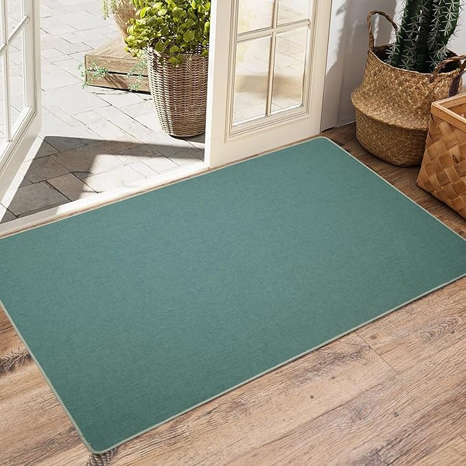 Yancorp 2.6'X4''Ultra Thin Big Bathroom Rugs,Low Profile Bath Mat Non Slip Fit Under Door Absorbent Shower Rug Washable Large Indoor Door Mat