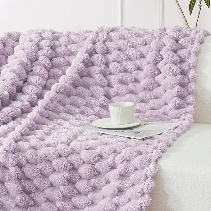 Whale Flotilla Throw Blanket for Couch with Jacquard Pattern, Fuzzy Soft Cozy Exquisite Blankets for All Season, Warm and Fluffy, 50x60 Inch, Lilac