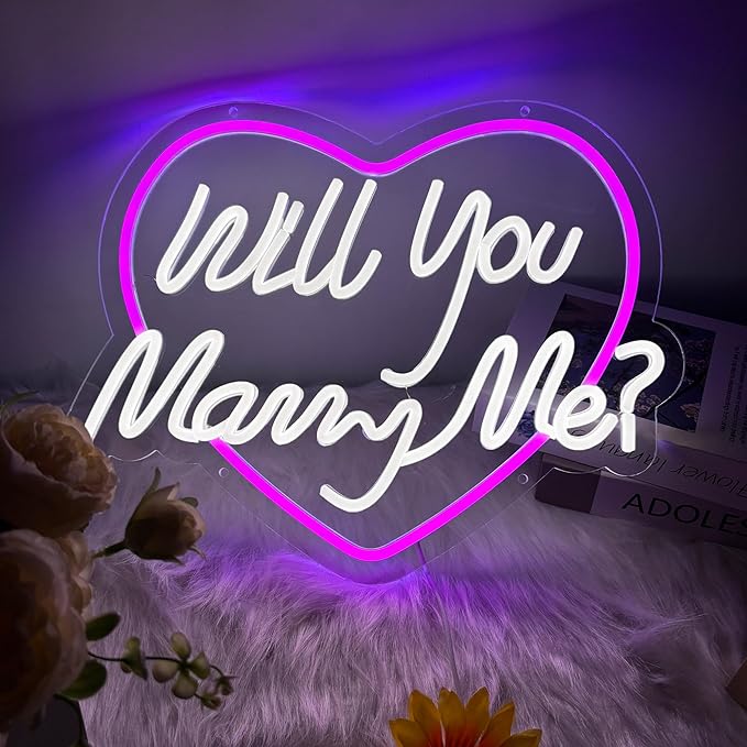 Will You Marry Me Neon Signs for Wall Decor, Marry Me Neon Lights Gift for Girls, Proposal Led Neon Sign for Wedding Party Birthday Gift