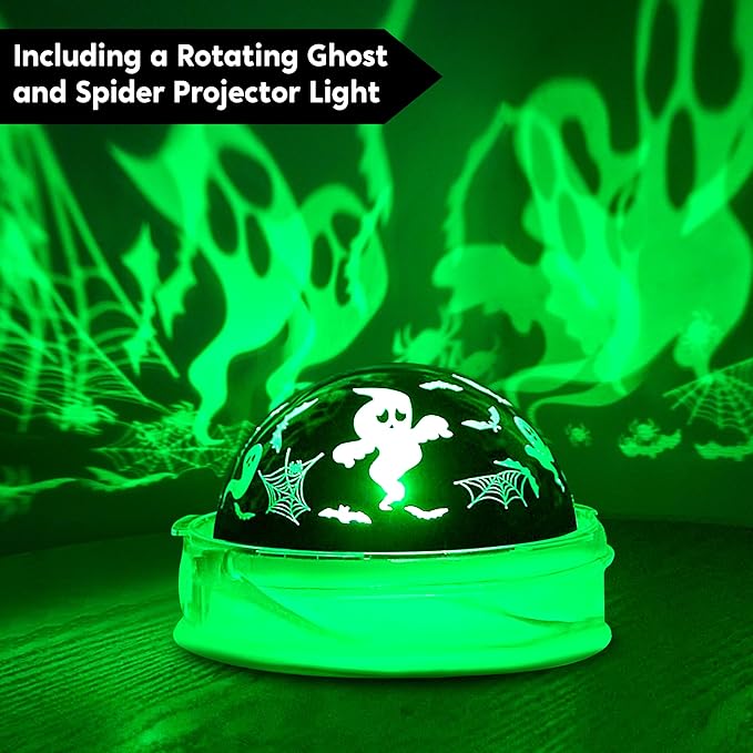 Joiedomi 6 Ft Halloween Inflatable Witch and Cauldron Decoration with Projecting Rotating Green Ghost Light, Inflatable Yard Decor Blow Up with Build-in LEDs for Halloween Party Indoor, Outdoor Decor
