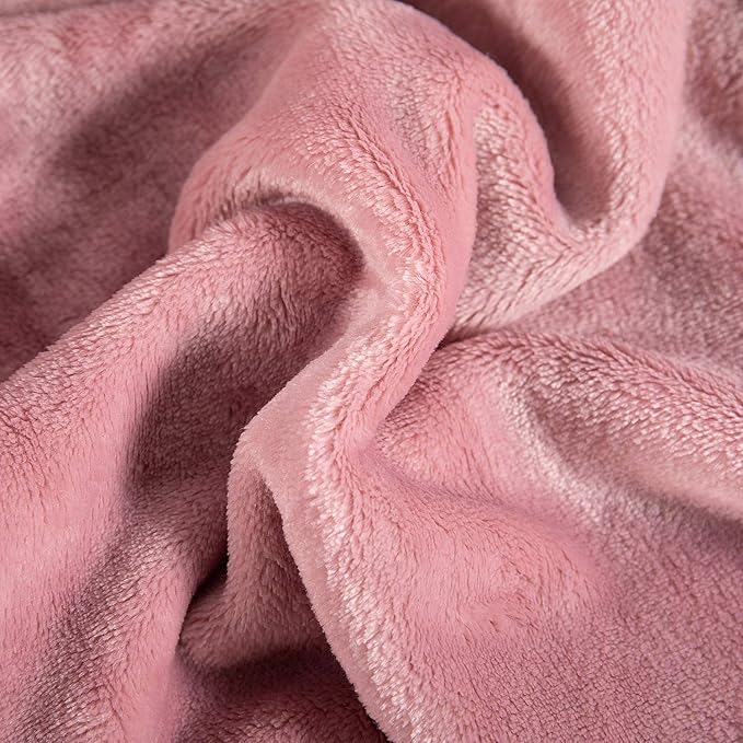 TASTHROW Large Flannel Fleece Throw Blanket, 50×70 Inch - Cozy Lightweight Thick Blanket - All Seasons Suitable for Women, Men and Kids (Two Pack, Pink)