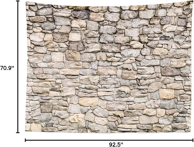 Loccor Rock Stone Wall Tapestry Vintage Brick Rock Wall Tapestries Old Masonry Architecture Rock Stonewall Wall Hanging W90 x H70 Large Abstract Polyester Print for Bedroom Living Room Dorm Home Decor