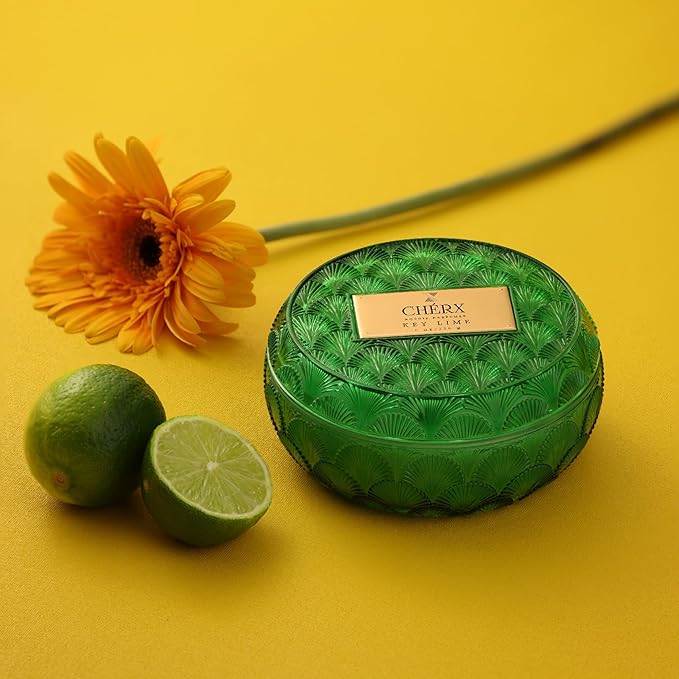 Soy Wax Glass Bowl Candle, 20-25 Hours Burn Time, Natural Essential Oils, Calming Ambiance (Bowl, Key Lime)