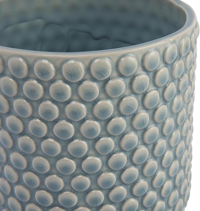 Bloomingville Coastal Stoneware Pot with Raised Dots and Crackle Glaze, Sky Blue, 6"