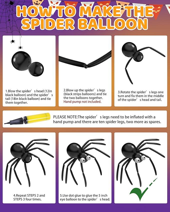 126 Pcs Halloween Balloon Garland Arch Kit, Eye Balloons with Spider Web, Bats, Purple Orange and Black Balloons for Halloween Birthday Supplies Halloween Party Decorations