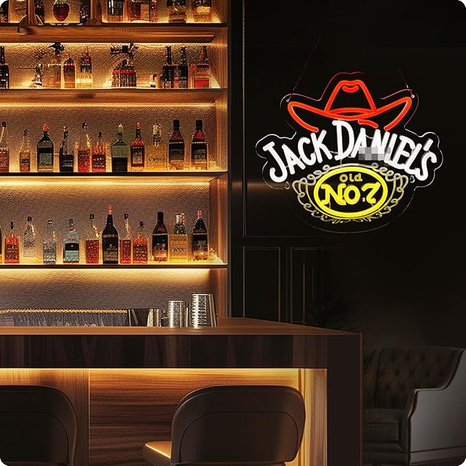 Cowboy hat Whiskey Neon Sign Whiskey LED Light for wall decor USB Powered Dimmable Bar Wall Decor for Man Cave Home Pub