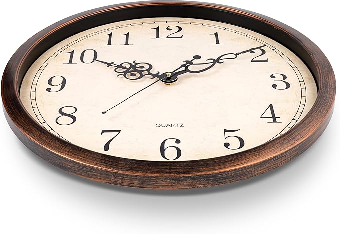 Bernhard Products Vintage Brown Wall Clock Silent Non Ticking 18 Inch Extra Large Quality Quartz Battery Operated Round Decorative Easy to Read for Home Kitchen Living/Dining Room Bedroom Office