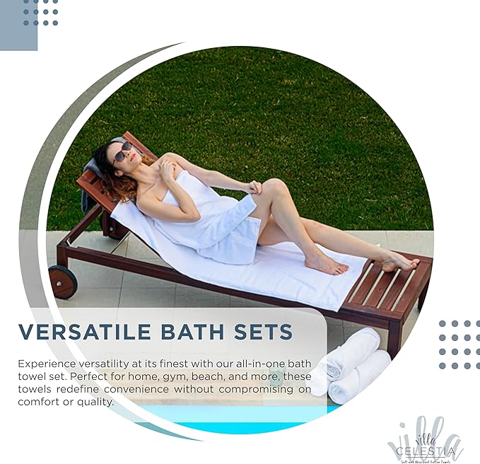 100% Cotton Bath Towel Set of 10-2 Bath Towels, 4 Hand Towels, 4 Wash Cloths, Sustainable, Soft, Highly Absorbent, Combed Cotton 10 Piece Set for Hotels, Spa, Bathroom, Dorm, Blue