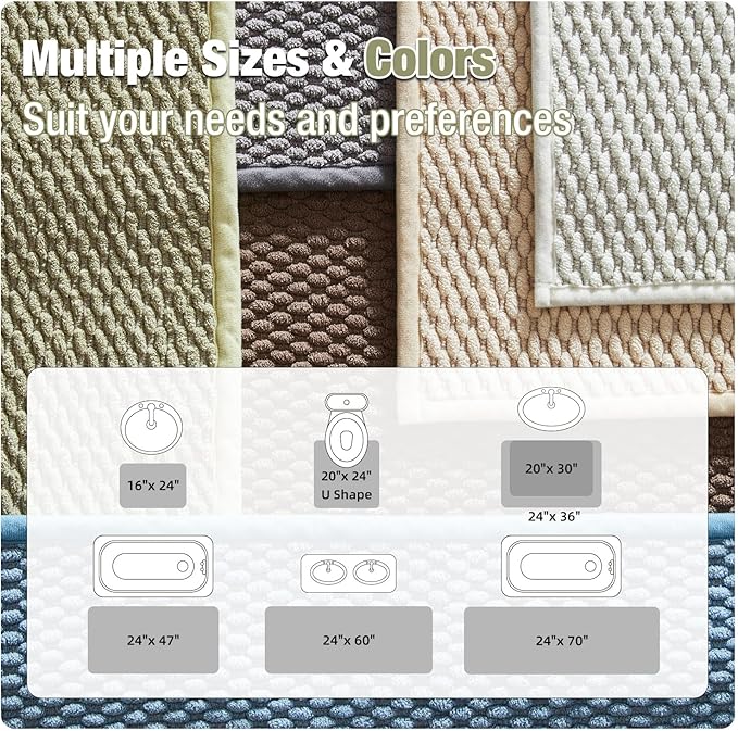 Bathroom Rugs Non Slip Washable, Super Absorbent Thin Bath Mat Small Quick Dry Low Pile Bathroom Rug, Sage 16"x24"
