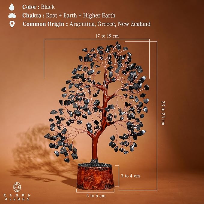 Black Obsidian Healing Crystal Tree Spiritual Gifts for Women, Handmade Home & Office Decor, Chakra Tree of Life Bring Positive Energy, Good Luck, Money, Yoga, Reiki Healing, for Dad
