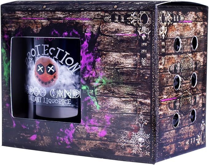 Naturally Wicked Voodoo Protection Candle Set - Inc. Voodoo Doll, Crystal, Wood Wick, Valiant Liquorice Scent & Gift Box