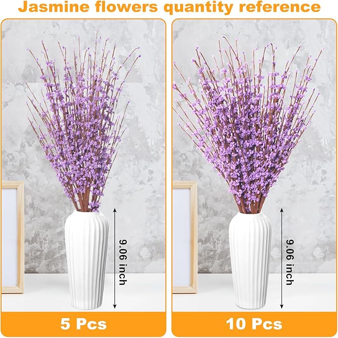 5 Pcs 29.5" Long Jasmine Artificial Flowers Fake Flower Dry Branches for Home Office DIY Floral Art Plant Wedding Table Centerpieces Party Vase Decoration (Macaron Purple)