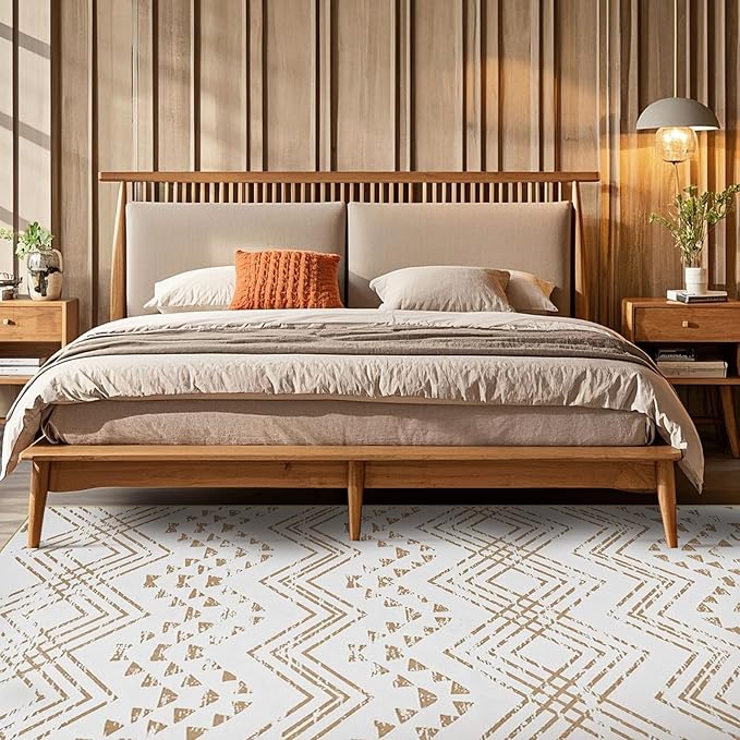 Area Rug Living Room Rugs Large Soft Boho Farmhouse Indoor Floor Rug (Beige, 6'x9')