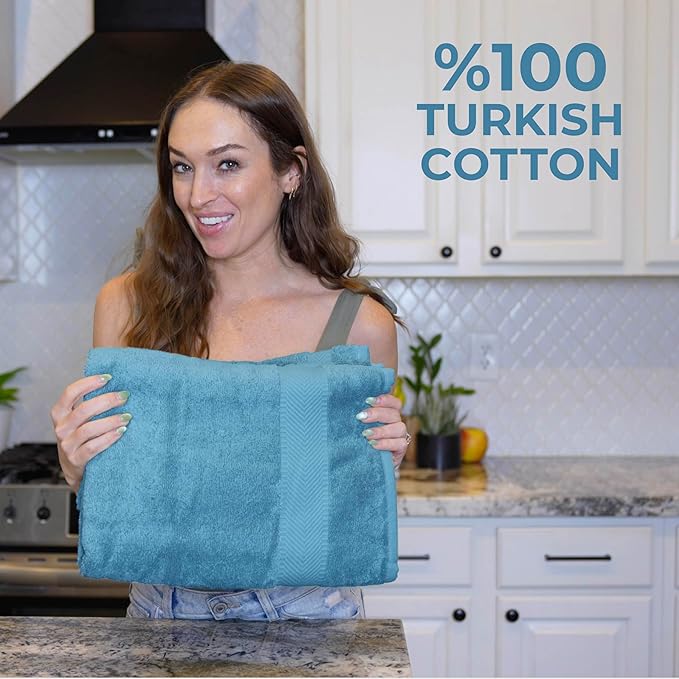 TEXTILOM Turkish Hand Towels for Bathroom – Hotel and Spa Quality & Soft & Absorbent & Quick Dry Bathroom Hand Towels – 100% Cotton Turkish Hand Towel Set of 4 (16 x 28 inches)- Blue