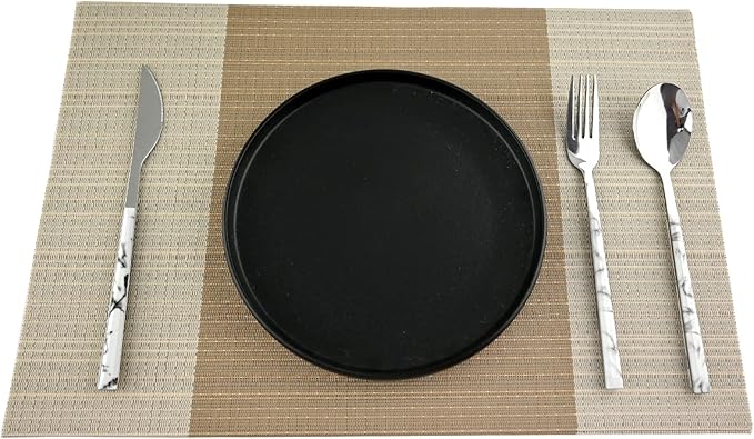 Vinyl Grey Florals Placemats Heat Resistant Dining Table Mats Non-Slip Washable Place Mats Set of 6