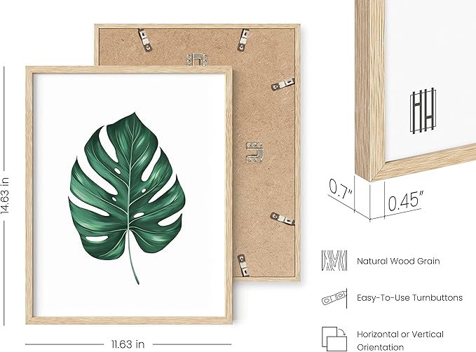 HAUS AND HUES Plant Wall Art - Botanical Prints Wall Art, Green Wall Art Collection Set Plant Pictures Wall Art, Leaves Paintings Minimalist Sage Green Wall Decor (Beige Frame, 11x14)