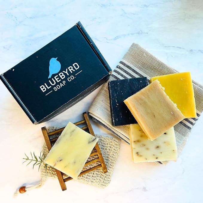Bluebyrd Organic Soap Bars - 5 PCS Natural Bar Soap Gift Set of 5 | Pure Essential Oil, Vegan & Organic Ingredients | Spa Gifts for Women & Men - Body & Face Soap Bar (Organic)