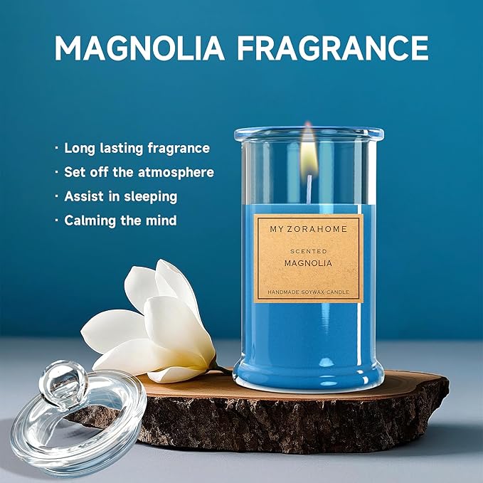 Bottle Shape Soy Wax Magnolia Scented Candle, Aromatherapy Candles for Home Scented or As a Birthday/Holiday Gift for Your Loved(3.5OZ/24Hours Burning)
