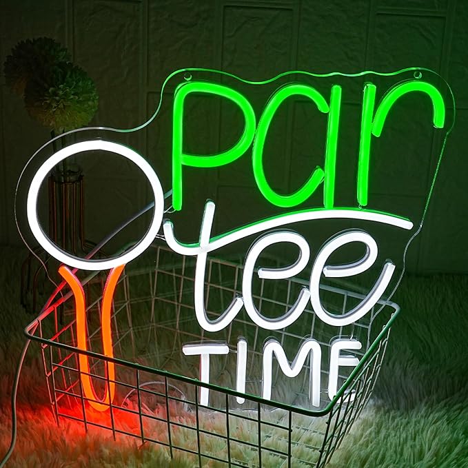 Golf Neon Sign for Wall Decor Golfing Neon Light Par Tee Time Golf LED Neon Sign Golf Ball LED Neon Light for Bedroom Golf Club Sports Room Competition Venue Decoration, green&white