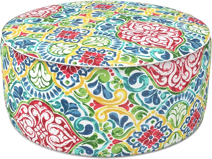 LVTXIII Inflatable Stool Ottoman Footrest with Handle, All Weather Foot Rest, Indoor or Outdoor Use for Home Patio Garden and Camping, D21 x H9, Damask Red