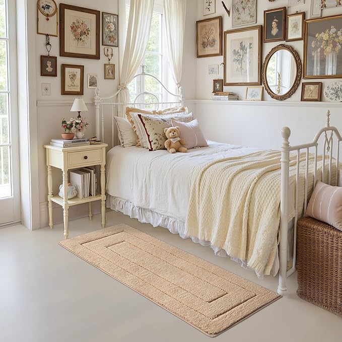 GRANNY SAYS Khaki Bathroom Rugs Non Slip, 59" x 24", Small Bathroom Rugs Washable,Bath Mats for Floor, Microfiber Bath Mat for Tub, Absorbent Shower Rug