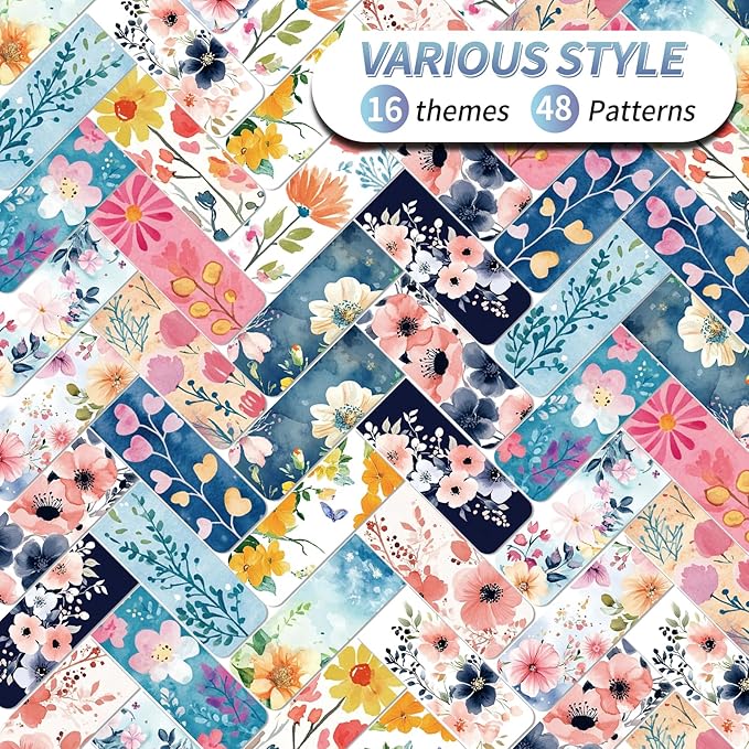 48 Pieces Magnetic Bookmarks Magnet Page Markers - Book Marks for Reading Women & Men with Storage Boxes - Cute Magnet Bookmark Clips for Reading Pleasure(Flowers)