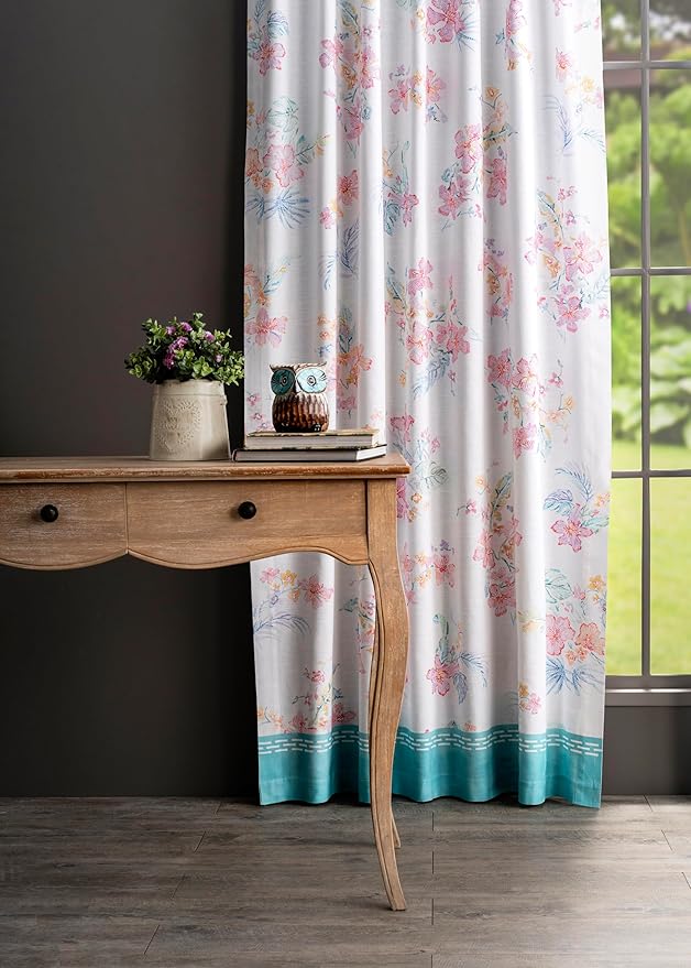 Maison d' Hermine Curtains for Living Room 100% Cotton 96 inch Length Two Panels Light Filtering Curtains for Bedroom Windows with Rod and Loop Pockets Drapes (Paradise Island, 50" W x 96" L)