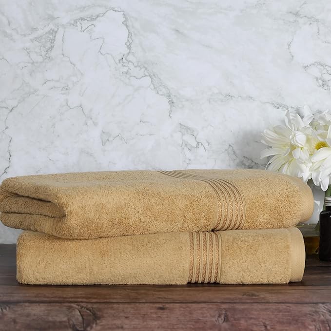 Superior Egyptian Cotton 2-Piece Bath Sheet Towel Set, Oversized Body Towels For Adults And Kids, Large Towel For Bath, Shower, Guest Bathroom, Spa, Gym, Resort, Essentials, Airbnb, Toast