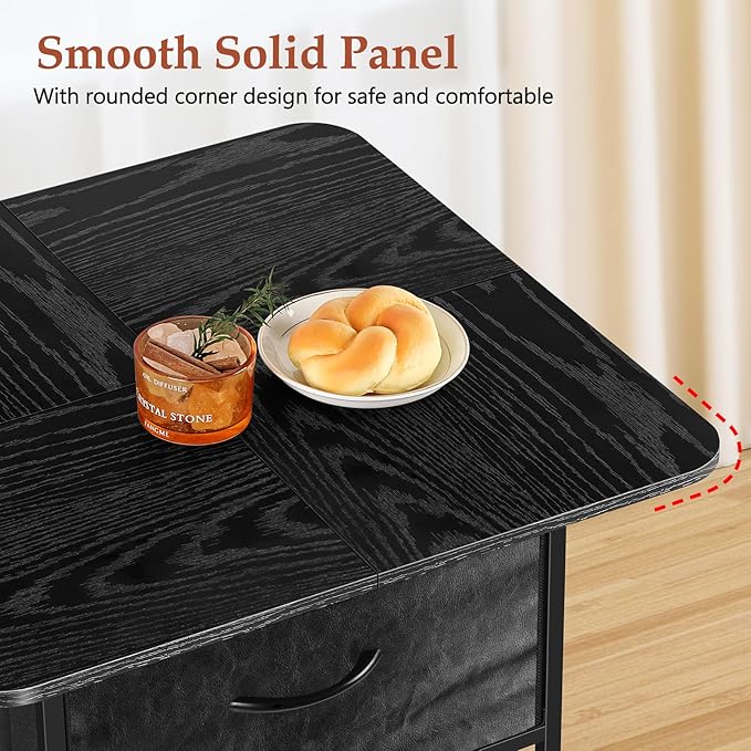 Black Coffee Tables for Living Room Modern Square Coffee Table with 2 Storage Drawers Small Coffee Tables for Small Spaces Wooden Center Table for Living Room Bedroom Guest Room