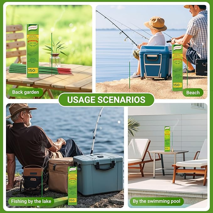 Citronella Incense Sticks 300 Pieces per Box, Made from Natural Plants, Suitable for Outdoors, Indoors, by The Pool, in The Yard