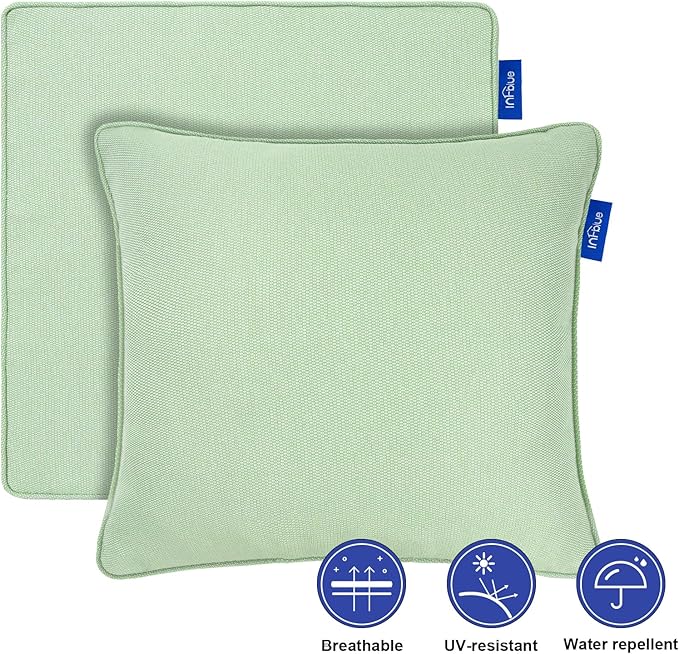 Deep Seat Cushions, Outdoor Cushions, Patio Furniture Cushions, Deep Seat & Back Cushion Patio Cushions with Rmoveable Cover for Backyard Couch Sofa Fade Resistant (22x24x4 in, Light Green)