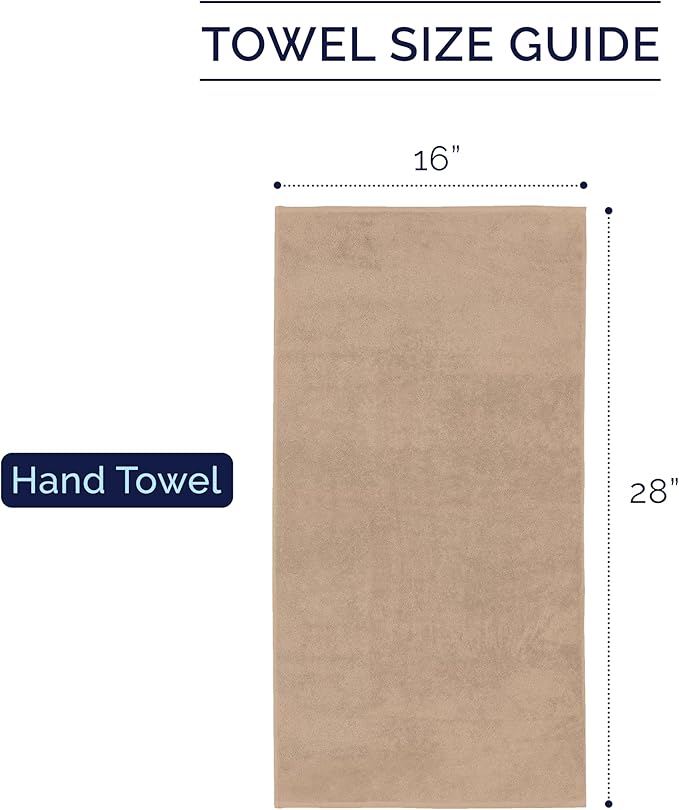 Elegant Comfort Premium Turkish Cotton 4 Pack Hand Towel Set - 16 x 28 inch, Luxurious Hotel Spa Quality 100% Turkish Cotton 4PC Hand Towel Set - Highly Absorbent - Soft Bathroom Towels, Taupe